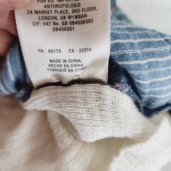 Anthropologie Moth V Neck Plaid Shirt Hem Sweater Layered Linen Blend Small? - Picture 11 of 12